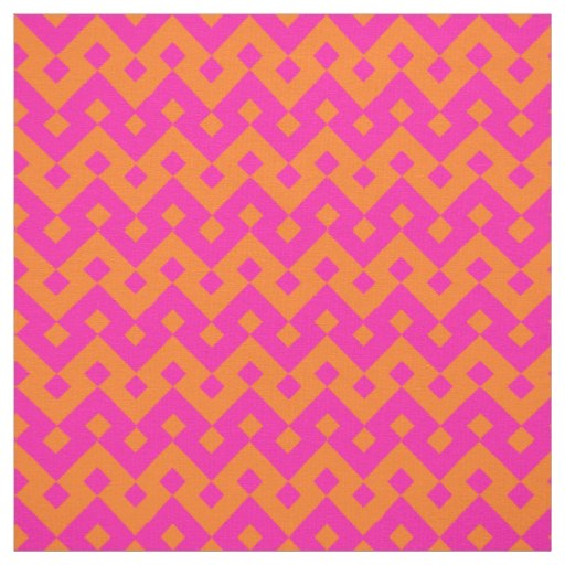 Shocking Pink and Orange Islamic Geometric Pattern Fabric