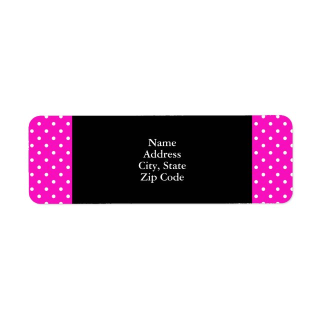 Shocking Pink and White Polka Dot Pattern Label (Front)