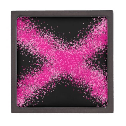 Shocking pink glitter confetti cross on black keepsake box