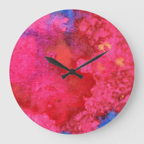 Shocking Pink hot modern abstract Large Clock