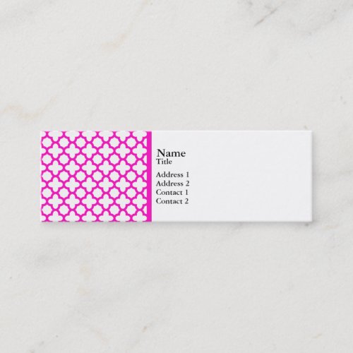 Shocking Pink Quatrefoil Pattern Business Cards