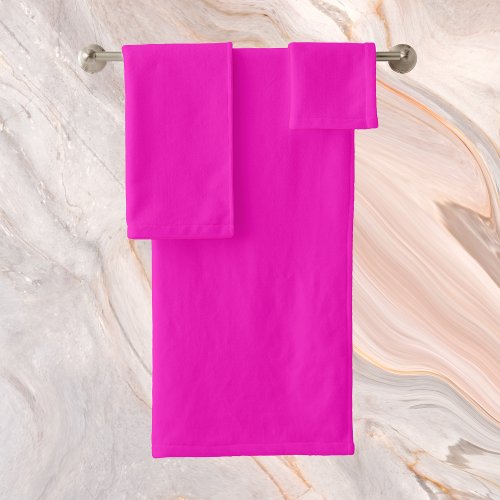 Shocking Pink Solid Color Bath Towel Set