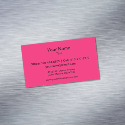 Shocking Pink Solid Color Customize It Magnetic Business Card