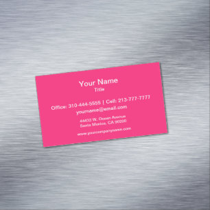 Shocking Pink Solid Color Customize It Magnetic Business Card