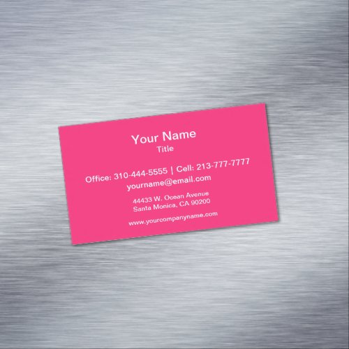 Shocking Pink Solid Color Customize It Magnetic Business Card