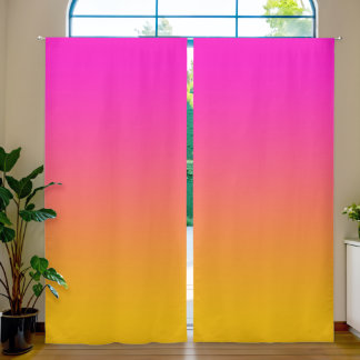 Shocking Pink Vibrant Gold Gradient Blackout Curtains