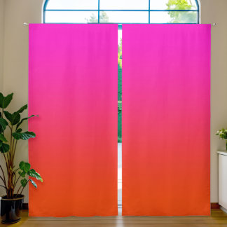 Shocking Pink Vibrant Orange Gradient Blackout Curtains