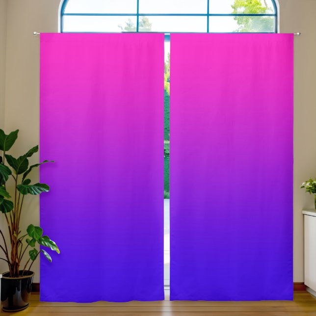 Shocking Pink Vibrant Purple Gradient Blackout Curtains (Living Room)