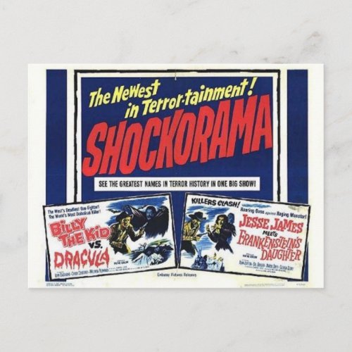 Shockorama double dracula mfrankenstein postcard