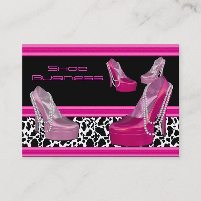Shoe Business Card Black Bright Pink (Front)