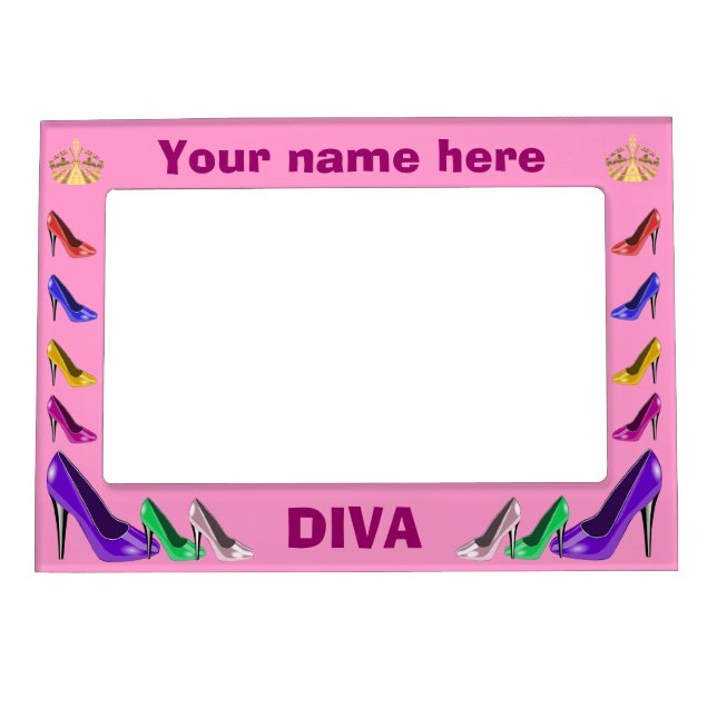 Shoe collection with customizable text magnetic frame (Front)