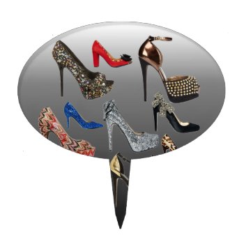 Shoe High Heels Collage Customize Cake Topper by Lorriscustomart at Zazzle