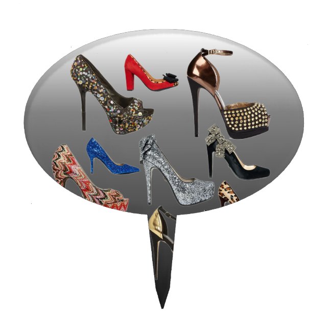 Shoe High Heels Collage Customize Cake Topper (Front)