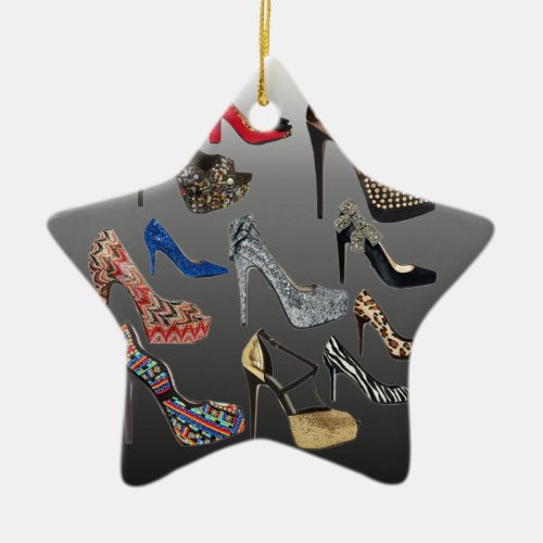Shoe High Heels Collage Customize Ceramic Ornament