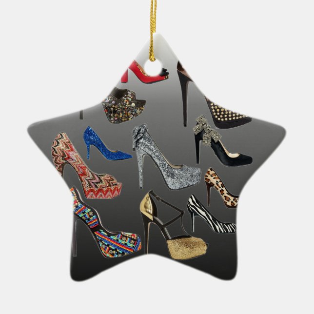 Shoe High Heels Collage Customize Ceramic Ornament (Front)