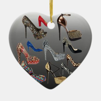Shoe High Heels Collage Customize Ceramic Ornament by Lorriscustomart at Zazzle
