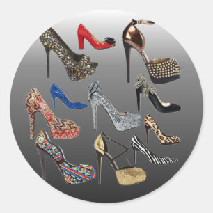 Shoe High Heels Collage Customize Classic Round Sticker