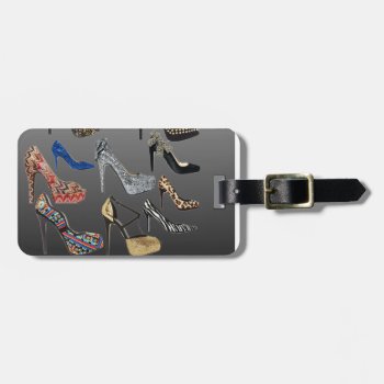 Shoe High Heels Collage Customize Luggage Tag by Lorriscustomart at Zazzle