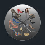 Shoe High Heels Collage Customize Round Clock<br><div class="desc">Shoe High Heels Collage Customize</div>