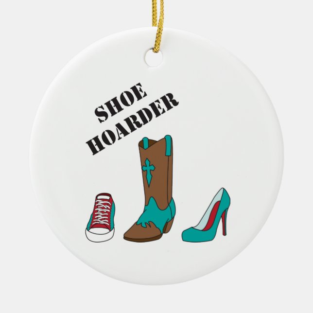 Shoe Hoarder Ceramic Ornament (Front)