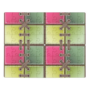 shoe laces pink and green fashion art jigsaw puzzle