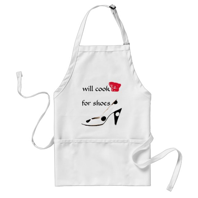 Shoe Lover Will Cook for Shoes Funny Adult Apron (Front)