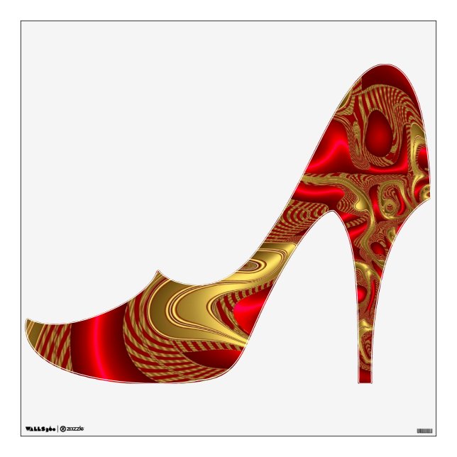 Shoe Multi Color Red gold elegant Wall Sticker (Front)