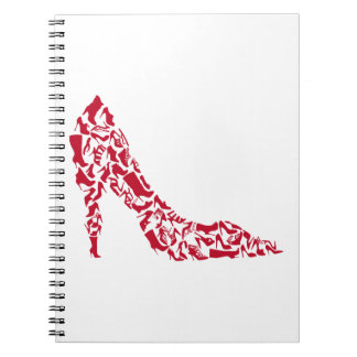 shoe silhouette with many different shoes notebook