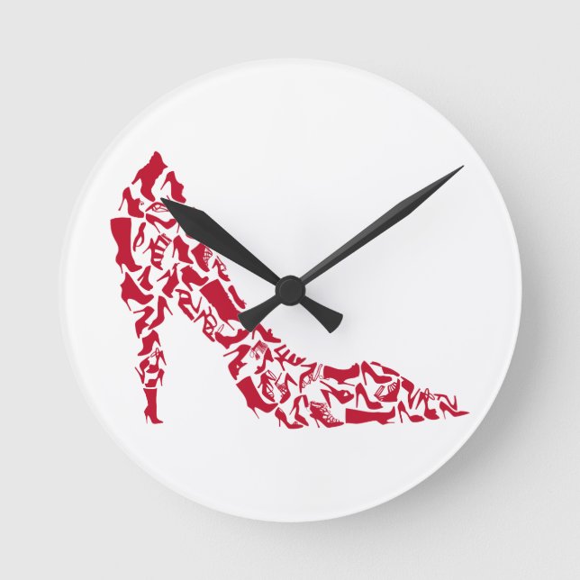 shoe silhouette with many different shoes round clock (Front)