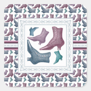 Shoe Store, Shoes Lover Vintage Victorian Boots Square Sticker