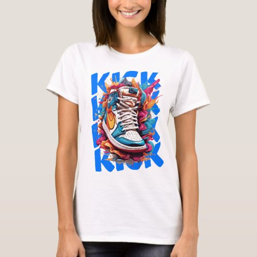 shoe with the word kick to the bottom T_Shirt