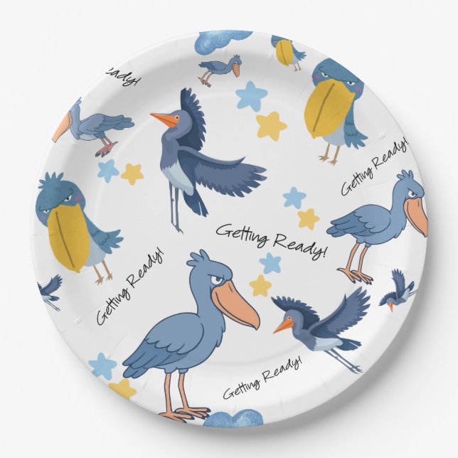 Shoebill Baby Shower Napkins Paper Plates (Front)