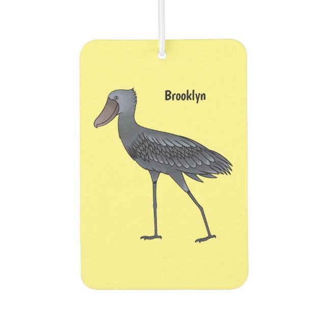 Shoebill bird cartoon illustration air freshener (Front)