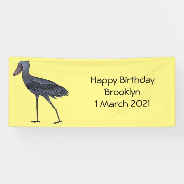 Shoebill bird cartoon illustration banner (Horizontal)