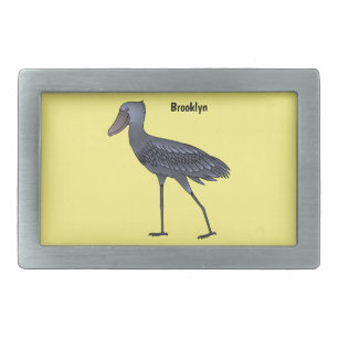 Shoebill bird cartoon illustration belt buckle