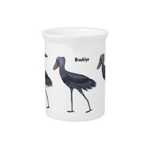 Shoebill bird cartoon illustration beverage pitcher