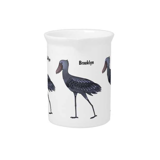 Shoebill bird cartoon illustration  beverage pitcher (Front)