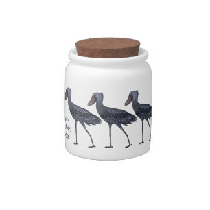 Shoebill bird cartoon illustration candy jar
