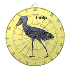 Shoebill bird cartoon illustration dart board