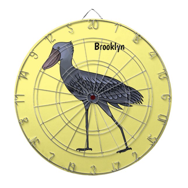 Shoebill bird cartoon illustration dart board (Front)
