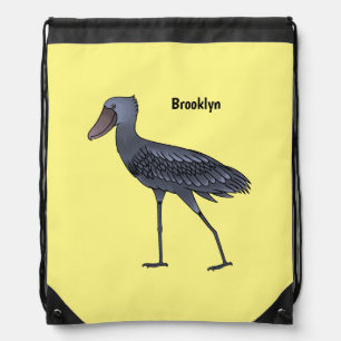 Shoebill bird cartoon illustration  drawstring bag
