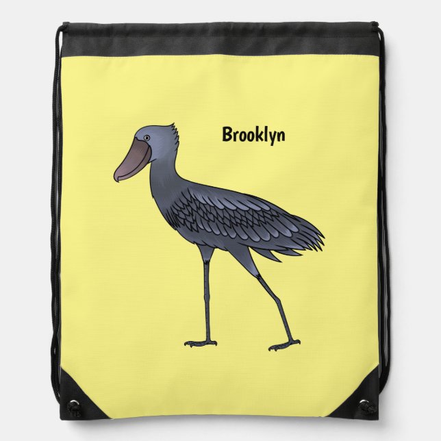Shoebill bird cartoon illustration  drawstring bag (Front)