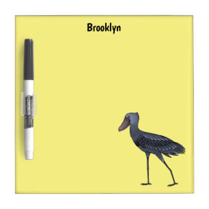 Shoebill bird cartoon illustration  dry erase board