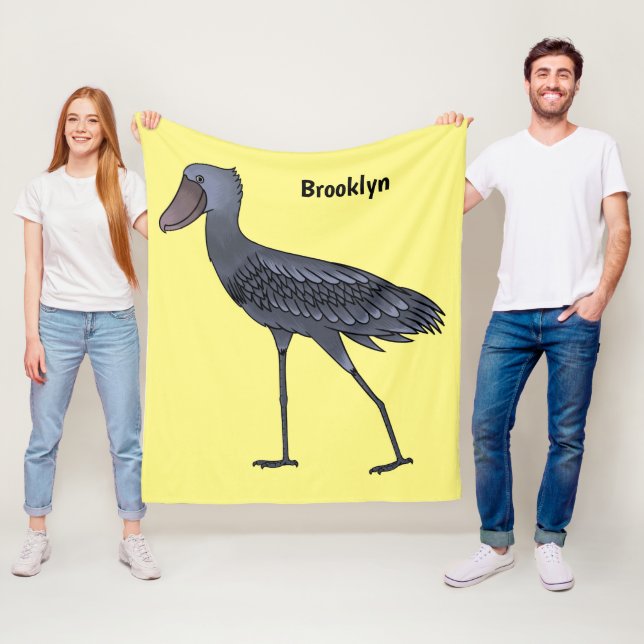 Shoebill bird cartoon illustration  fleece blanket (In Situ)