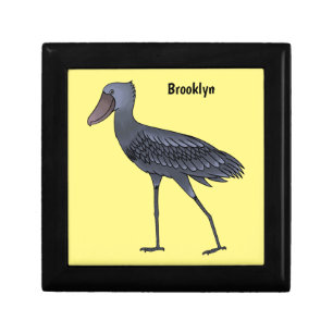 Shoebill bird cartoon illustration gift box