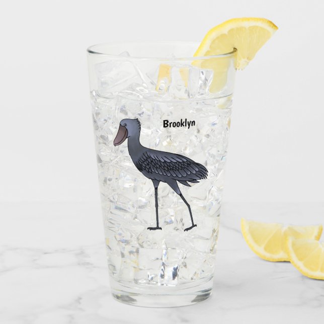 Shoebill bird cartoon illustration  glass (Back Ice)