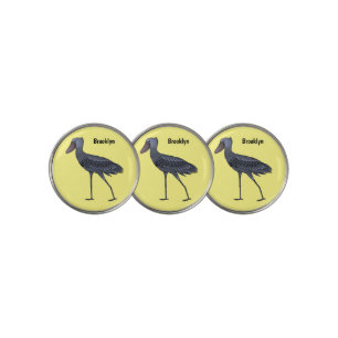 Shoebill bird cartoon illustration golf ball marker