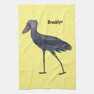 Shoebill bird cartoon illustration kitchen towel