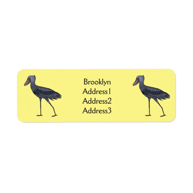 Shoebill bird cartoon illustration label (Front)