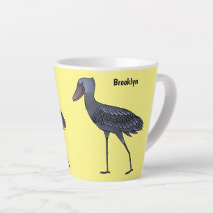 Shoebill bird cartoon illustration latte mug